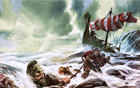 Leif Ericsson's discovery of North America (colour litho)