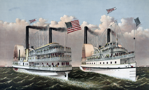 Print of Grandest palace drawing room steamers in the world, Drew and St. John