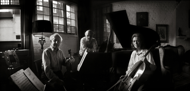 Amaryllis Fleming, the celebrated cellist, rehearsing at home in South Kensington (b/w photo)