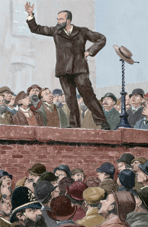United Kingdom. London. Socialist rally (colour engraving)