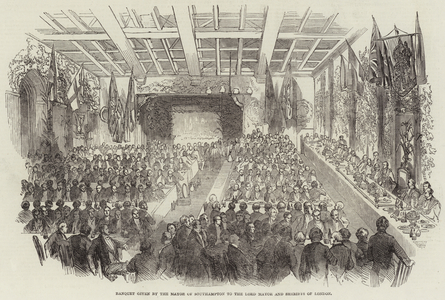 Banquet given by the Mayor of Southampton to the Lord Mayor and Sheriffs of London (engraving)