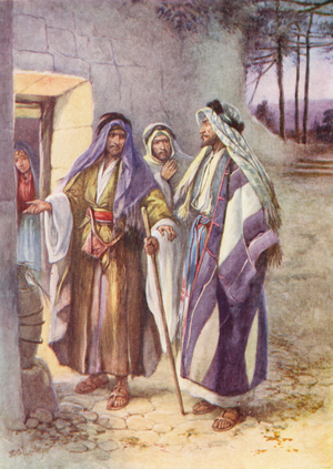 The Walk to Emmaus,  early 20th century (colour litho)