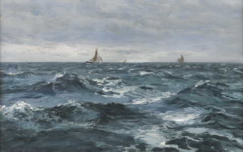 Sail on a Rough Sea (oil on canvas)