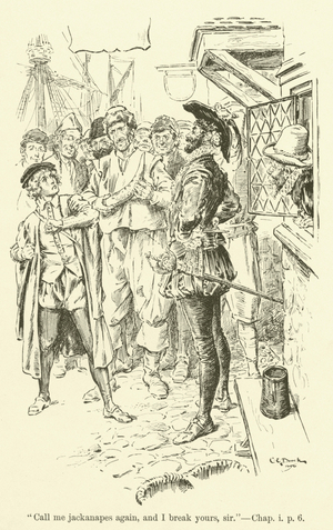 Illustration for Westward Ho! by Charles Kingsley (engraving)