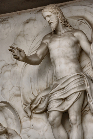 Resurrected Christ, detail of the Mausoleum of St. Pius V (marble)