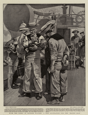 With the Fleet in Chinese Waters, A New Occupation for the "Handy Man" (litho)