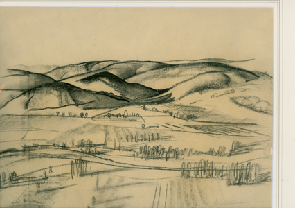 Landscape near Orvieto, c.1930 (black chalk on paper)