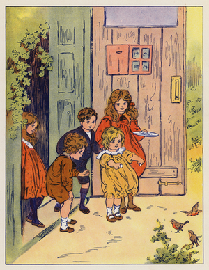 Waiting for the breadcrumbs (colour litho)