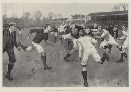 The England and Ireland Rugby Football Match at Richmond (litho)