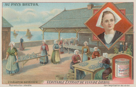 Women preparing sardines (chromolitho)