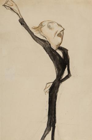 A theatrical figure, possibly Sir Beerbohm Tree, c.1908 (brush, w/c & ink on paper)