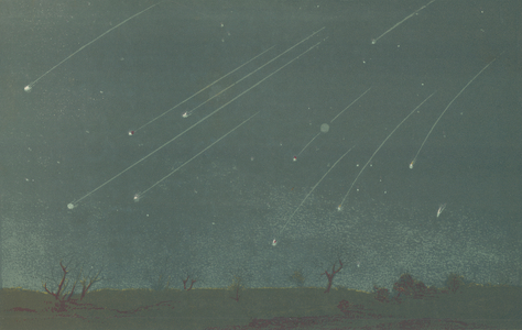 The meteor shower of November 1866 (colour litho)