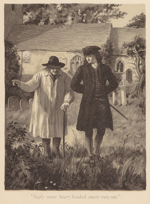 Gray’s Elegy: "Haply some hoary headed swain may say" (litho)
