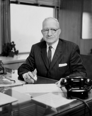 Businessman sitting at a desk in an office