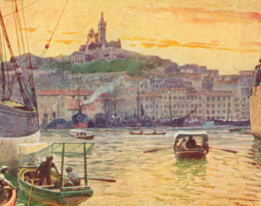 Marseilles from the Harbour (colour litho)