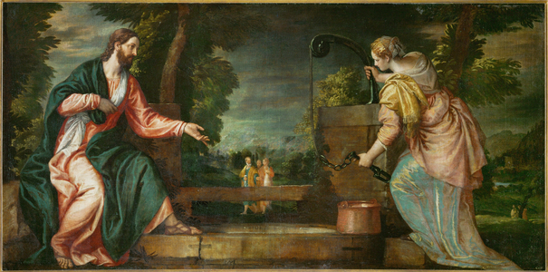 Christ and the Samaritan woman at the well (painting on canvas)