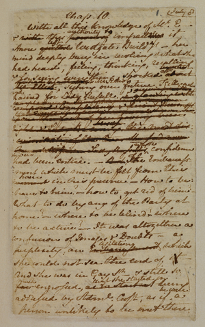 MS EG 3038 F.1 from Chapter 10 of 'Persuasion', 1816 (ink on paper)