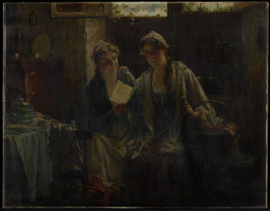 Two Women Visiting, 19th century (oil on canvas)