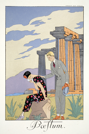 Paestum, from 'Falbalas & Fanfreluches, Almanach des Modes Présentes, Passées et Futures', 1925 (colour litho)