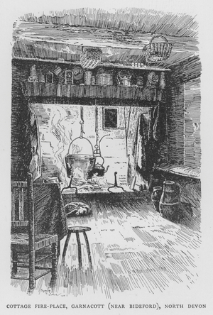 Cottage Fire-Place, Garnacott, near Bideford, North Devon (litho)