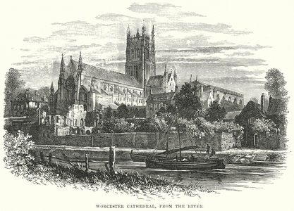 Worcester Cathedral, from the River (engraving)