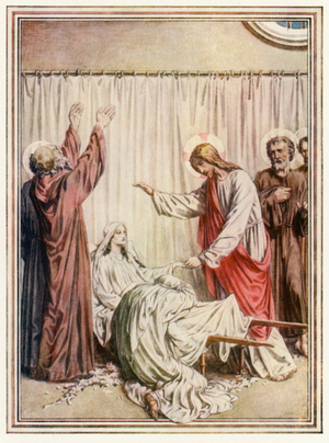 The Raising of Jairus' Daughter (colour litho)