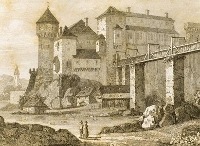 Romania, Timisoara, The Huniade Castle, built between 1443 and 1447 (engraving)