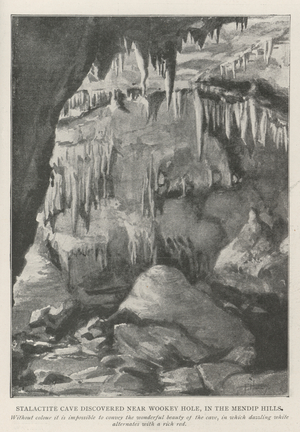 Stalactite Cave discovered near Wookey Hole, in the Mendip Hills (litho)