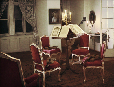 Living room in Konstanze and Wolfgang Amadeus Mozart's apartment on Schulerstrasse in downtown Vienna, Mozart House, Vienna, Austria (phtoto)