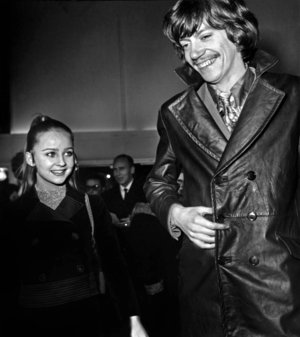 Antoine And Delphine Desyeux At The Cinema Colisee During The Premiere Of The Film “Les Risks Du Metier” December 21, 1967 (b/w photo)