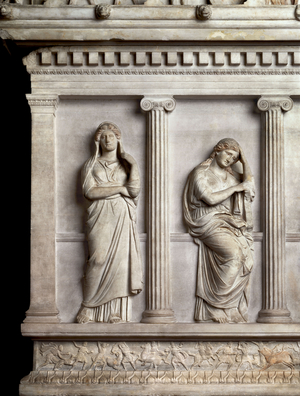 Sarcophagus of the mourning women, detail of a long side, -377 (Marble )