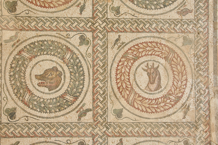 Floor mosaic with animal motifs, Villa Romana del Casale, Piazza Armerina, Sicily, Italy (photo)