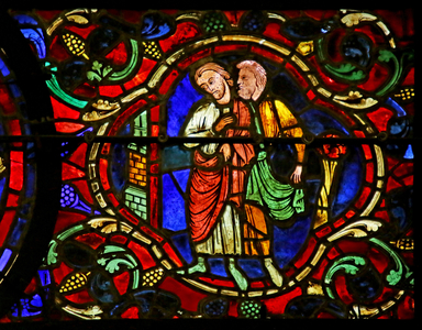 Watching the Consecration, scene from the 'Life of St. Martin', Chartres Cathedral (stained glass)