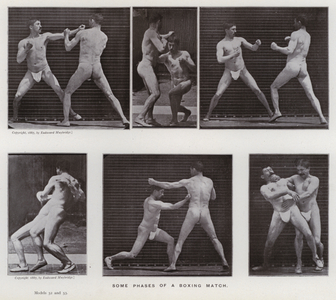 The Human Figure in Motion: Some phases of a boxing match (b/w photo)