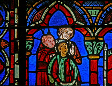 St Cheron window: Clotair's son led to the tomb (w15) (stained glass)