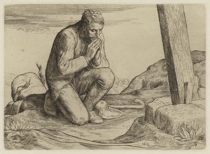 Bunyan's Pilgrim's Progress: Christian loses his Burden (etching)