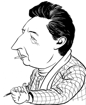 Henri Dutilleux - caricature by John Minnion French composer