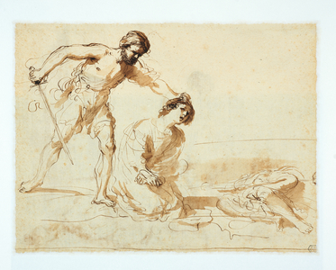 Martyrdom of Saints John and Paul, 1630-32 (pen brown ink & brown wash on laid paper)
