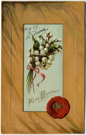 Science. Botany. Lily of the valley, amulet. Postcard, France, c.1920.