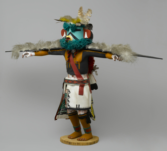 Kachina Doll, 1960-1970 (cottonwood root, acrylic pigment, feathers, yarn, leather)
