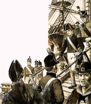 Dr James Barry disembarks at Cape Town (gouache on paper)