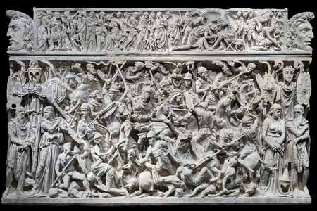 Sarcophagus with scenes of battle (marble)