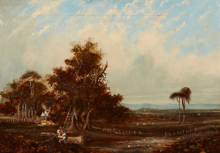 Conversing Over a Branch (oil on canvas)