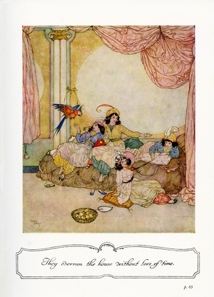 Blue Beard - illustration by Edmund Dulac, to text by Sir Arthur Quiller Couch, 1938 (lithograph)