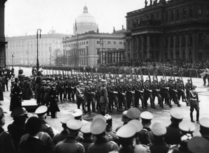 Parade of the Luftwaffe before Adolf Hitler in Berlin, 1936 (b/w photo)