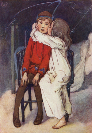 Wendy gently kissed his Cheek (colour litho)