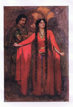 "O! never shall sun that morrow see" (MacBeth), from The Complete Works of Shakespeare published by George Harrap & Co Ltd, 1920's (colour litho)