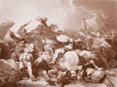 Battle of Bosworth Field, engraved by A.H. Payne (litho)