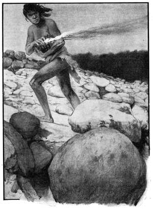 rehistoric man with the fire, 1909 (illustration)