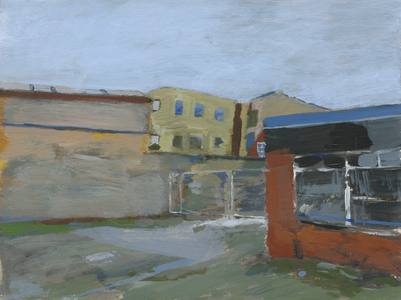 Forecourt and buildings, 2024 (acrylic on paper)